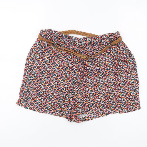 MNG Women's Multicoloured Paperbag Shorts S - Viscose, Floral