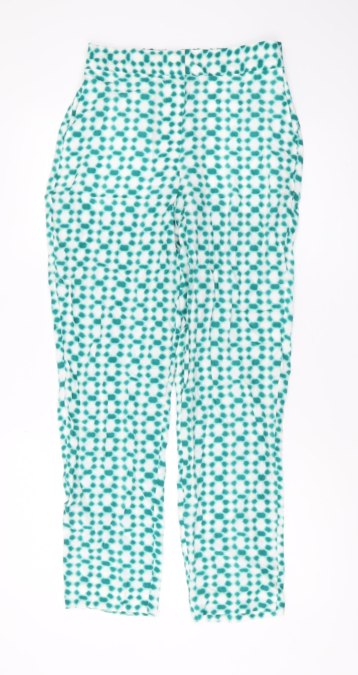 Marks and Spencer Women's Green Trousers - Size 8