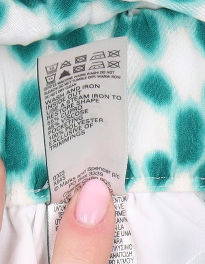 Marks and Spencer Women's Green Trousers - Size 8