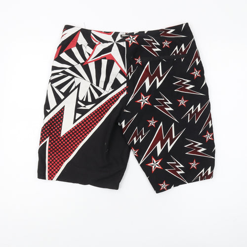Men's Graphic Black Board Shorts - Rock Style Size S