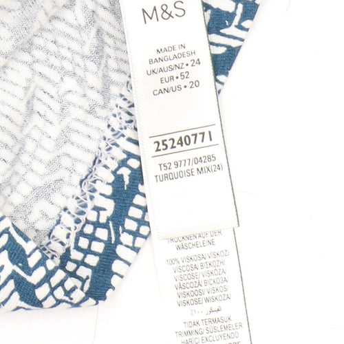Marks and Spencer Women's Blue Geometric Playsuit Size 24