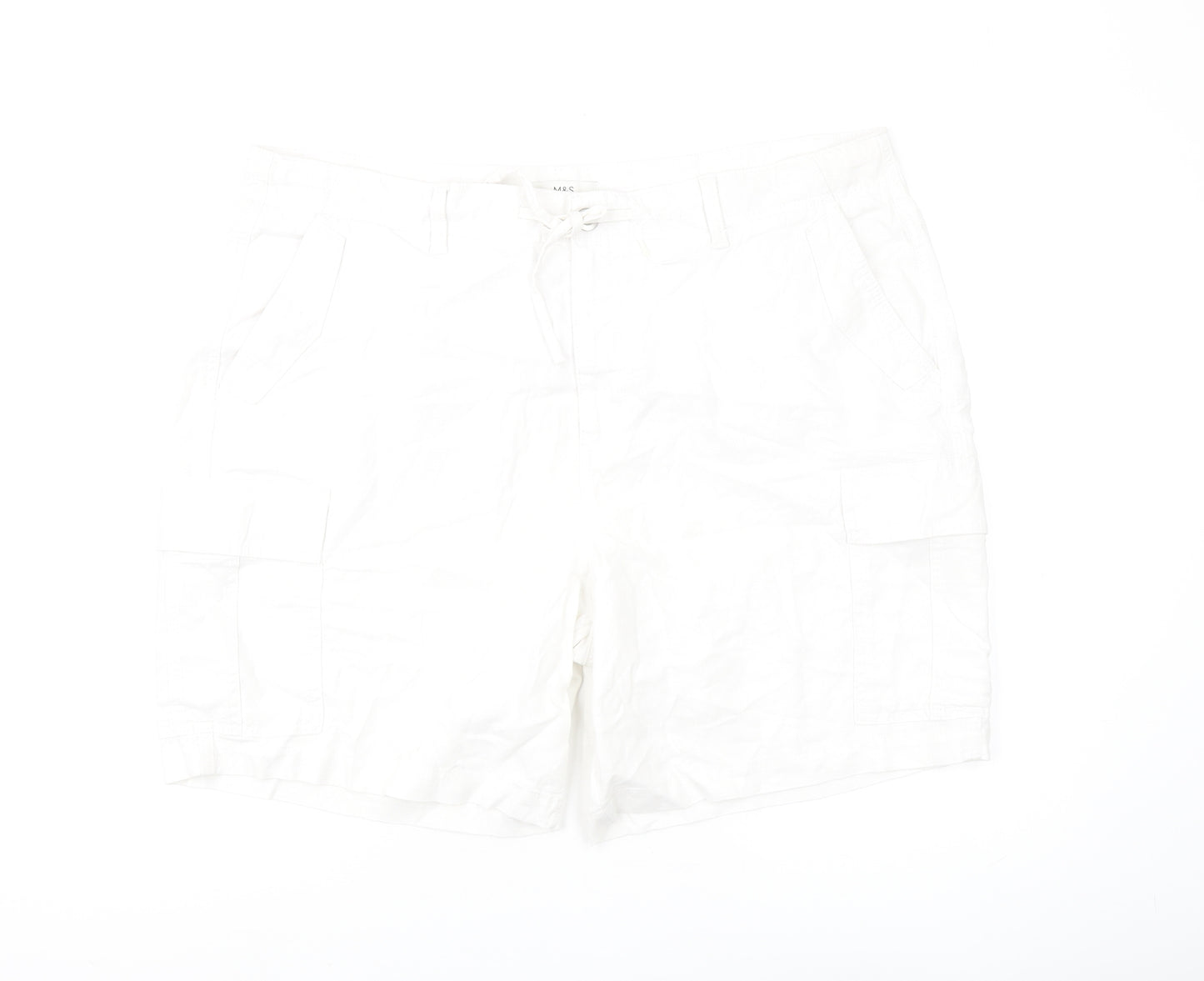 Marks and Spencer Women's White Cargo Shorts Size 22