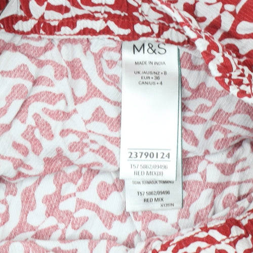 Marks and Spencer Women's Red Animal Print Cotton Shorts