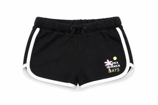 Marks and Spencer Girls Black Shorts 6-7 Years Aloha Theme
