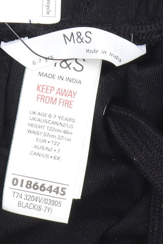 Marks and Spencer Girls Black Shorts 6-7 Years Aloha Theme