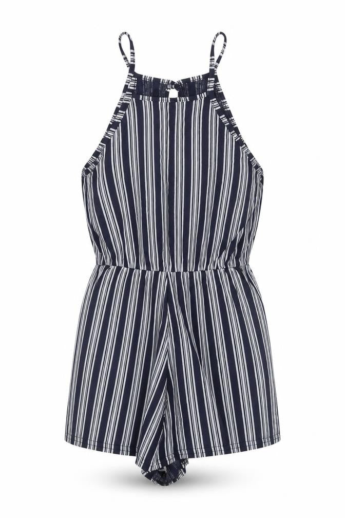 Boohoo Women’s Black Striped Halter Playsuit Size 8