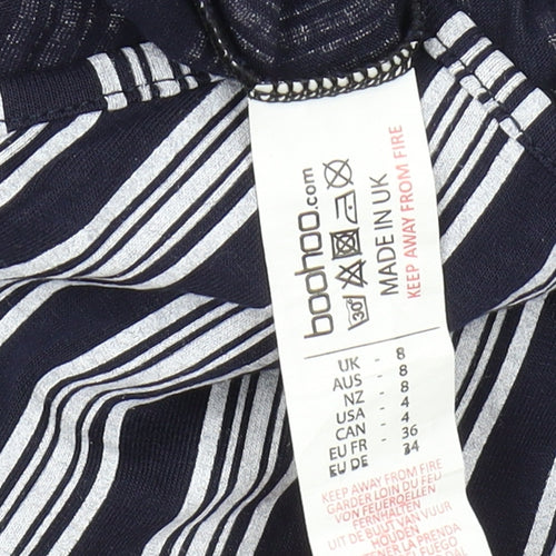 Boohoo Women’s Black Striped Halter Playsuit Size 8