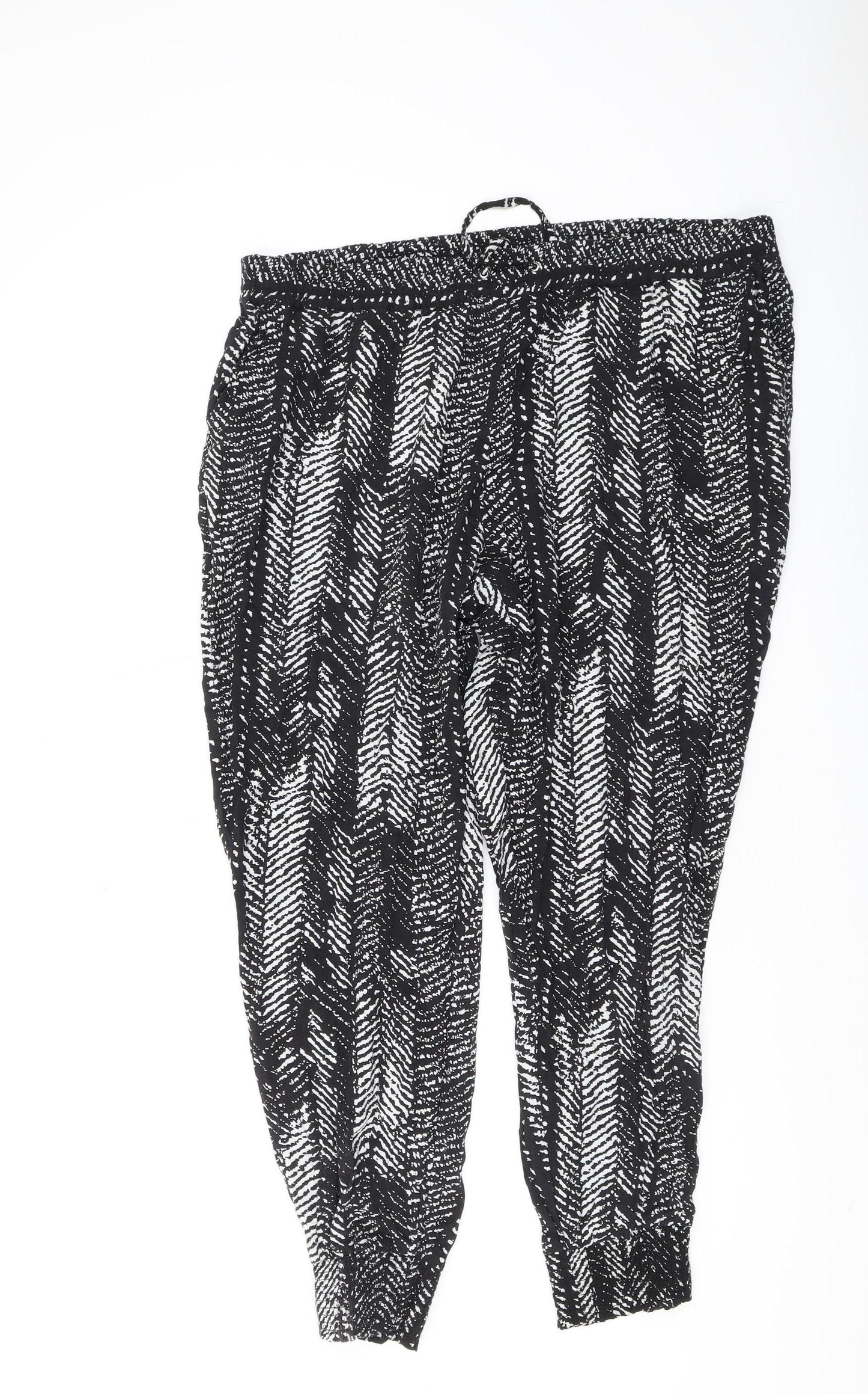 Canda Women’s Black Herringbone Jogger Trousers Size 22