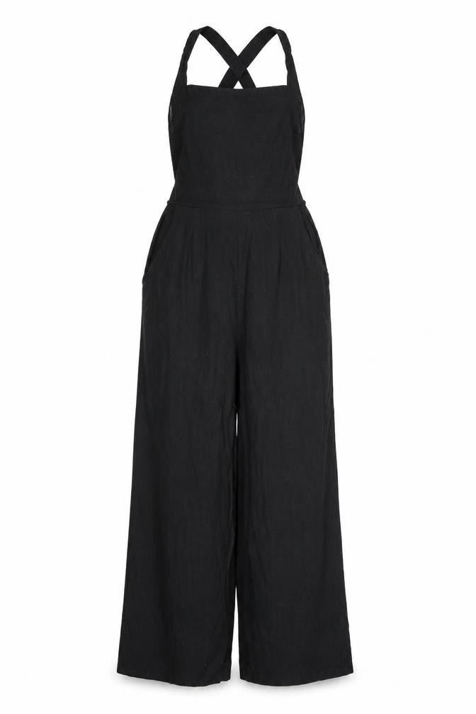 Nasty Gal Women's Black Wide-Leg Jumpsuit Size 8