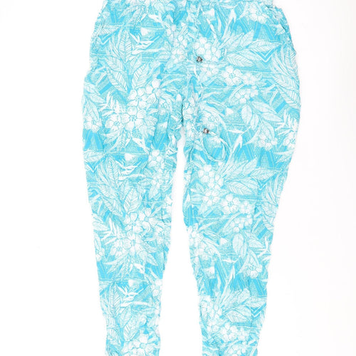 Bonmarché Women's Blue Floral Jogger Trousers Size 10