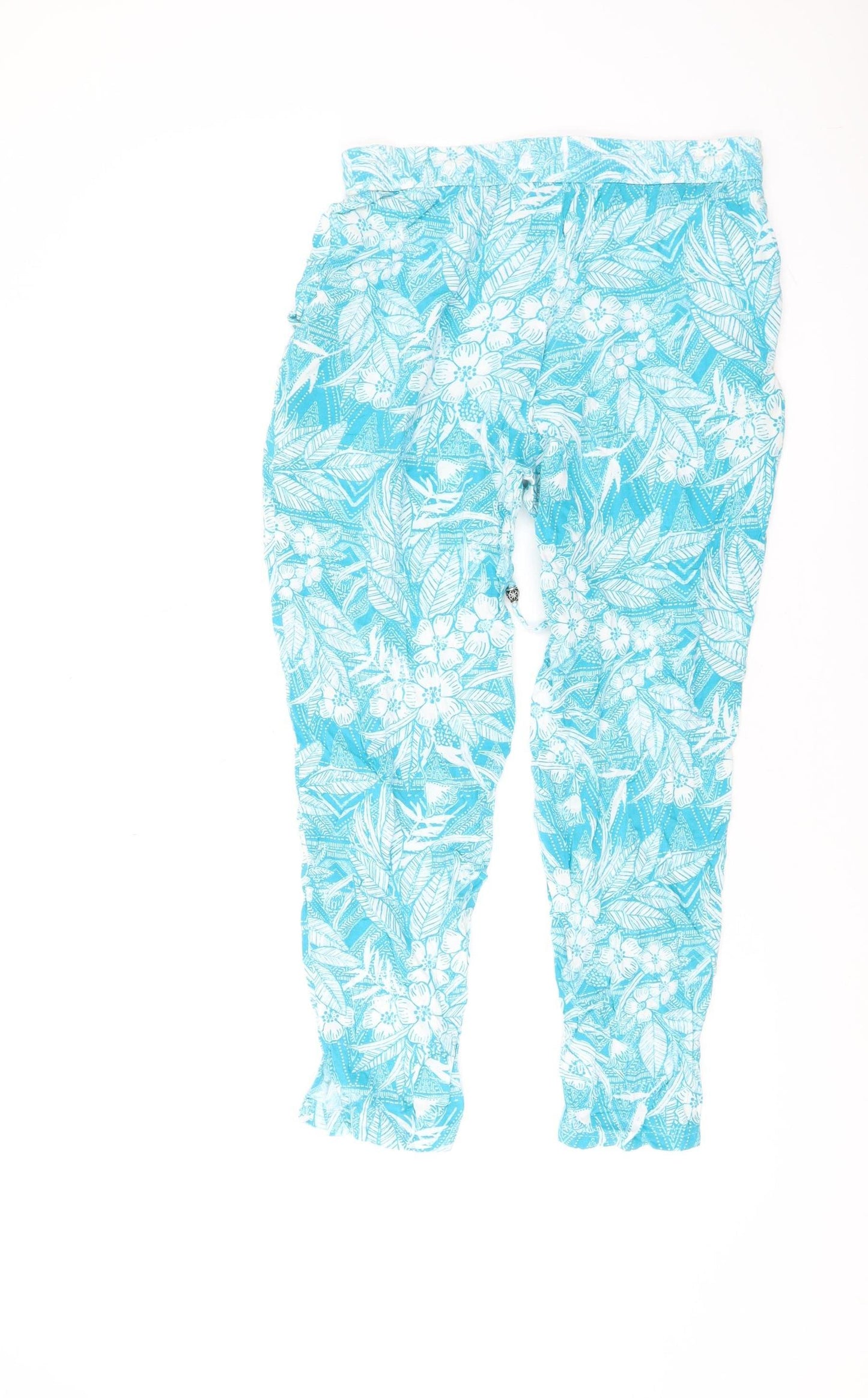 Bonmarché Women's Blue Floral Jogger Trousers Size 10