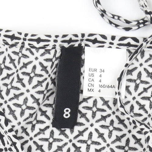 H&M Women's Black & White Geometric Playsuit, Size 6, Sleeveless
