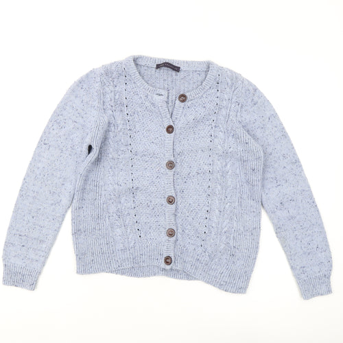 Marks and Spencer Women's Blue Cardigan, Size 10, Cotton