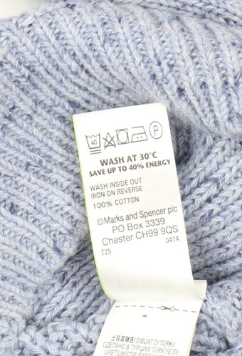 Marks and Spencer Women's Blue Cardigan, Size 10, Cotton