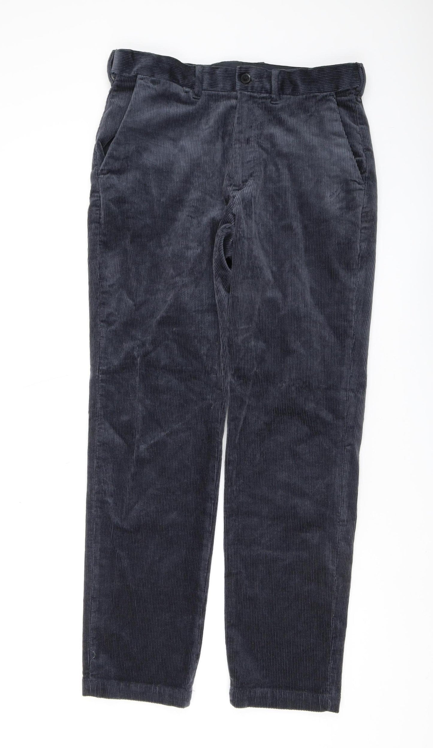 Marks and Spencer Men's Grey Straight Corduroy Trousers Size 30