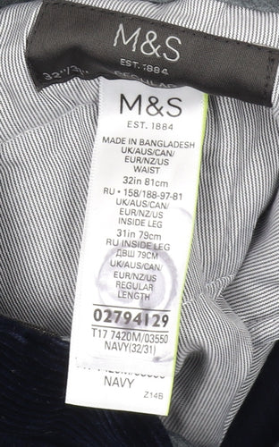 Marks and Spencer Men's Blue Chino Trousers