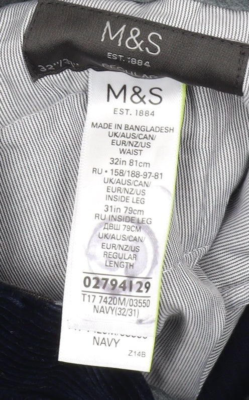 Marks and Spencer Men's Blue Chino Trousers