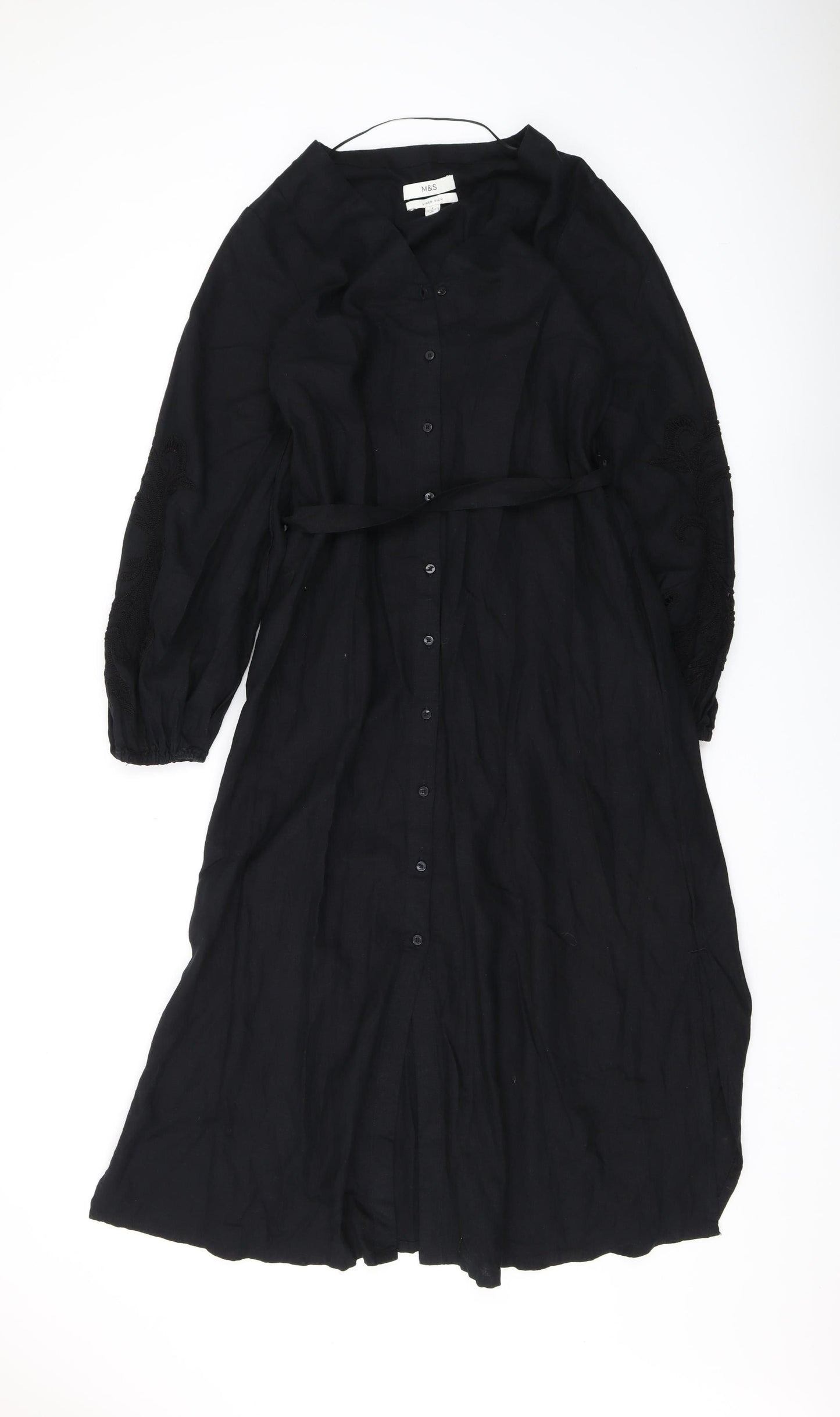 Marks and Spencer Black 3/4 Sleeve Shirt Dress 8