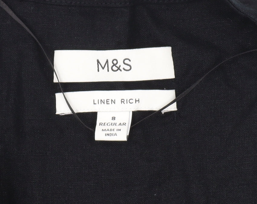 Marks and Spencer Black 3/4 Sleeve Shirt Dress 8