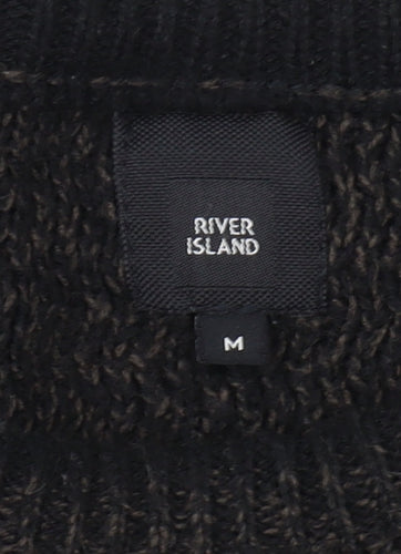 River Island Men's Black Chunky-Knit Jumper, Size M