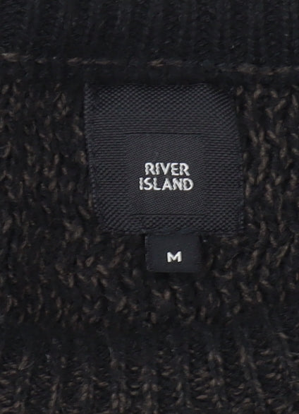 River Island Men's Black Chunky-Knit Jumper, Size M