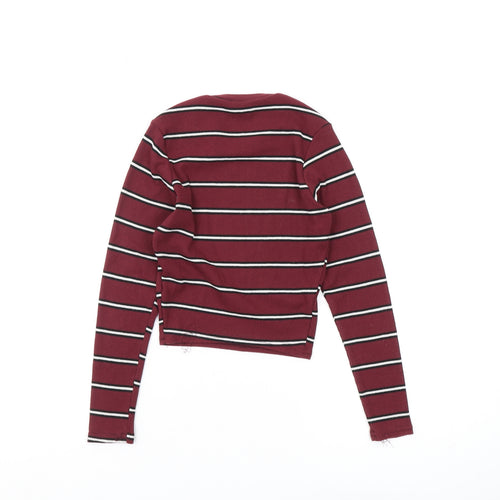 915 Generation Girls Red Cropped T-Shirt, Long Sleeve, Striped, 10-11Y