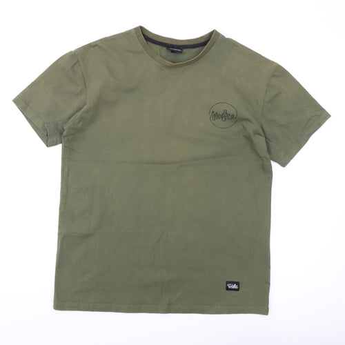 Wofte Men's Green Graphic T-Shirt, Size L, Crew Neck