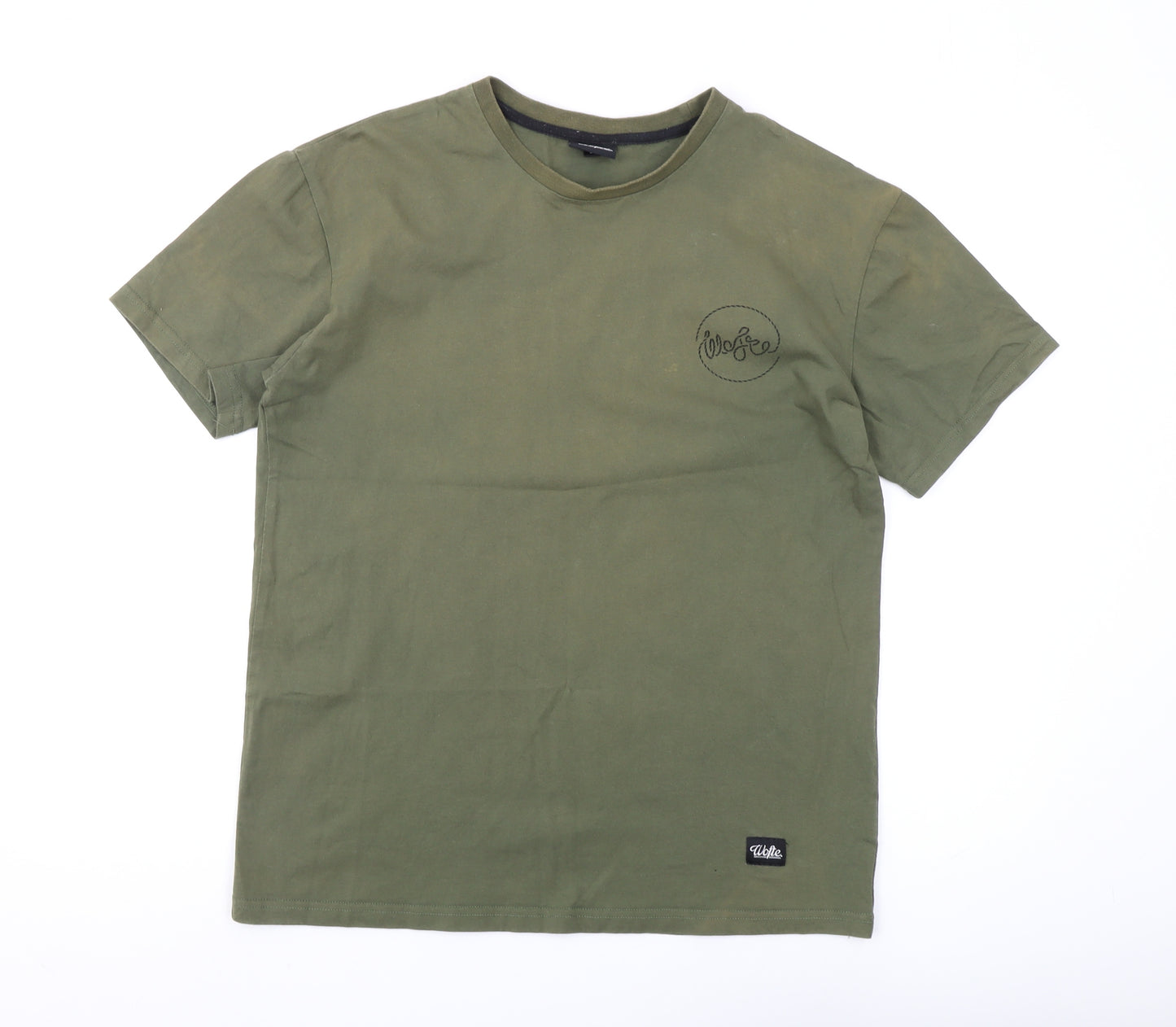 Wofte Men's Green Graphic T-Shirt, Size L, Crew Neck