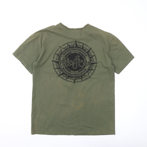 Wofte Men's Green Graphic T-Shirt, Size L, Crew Neck