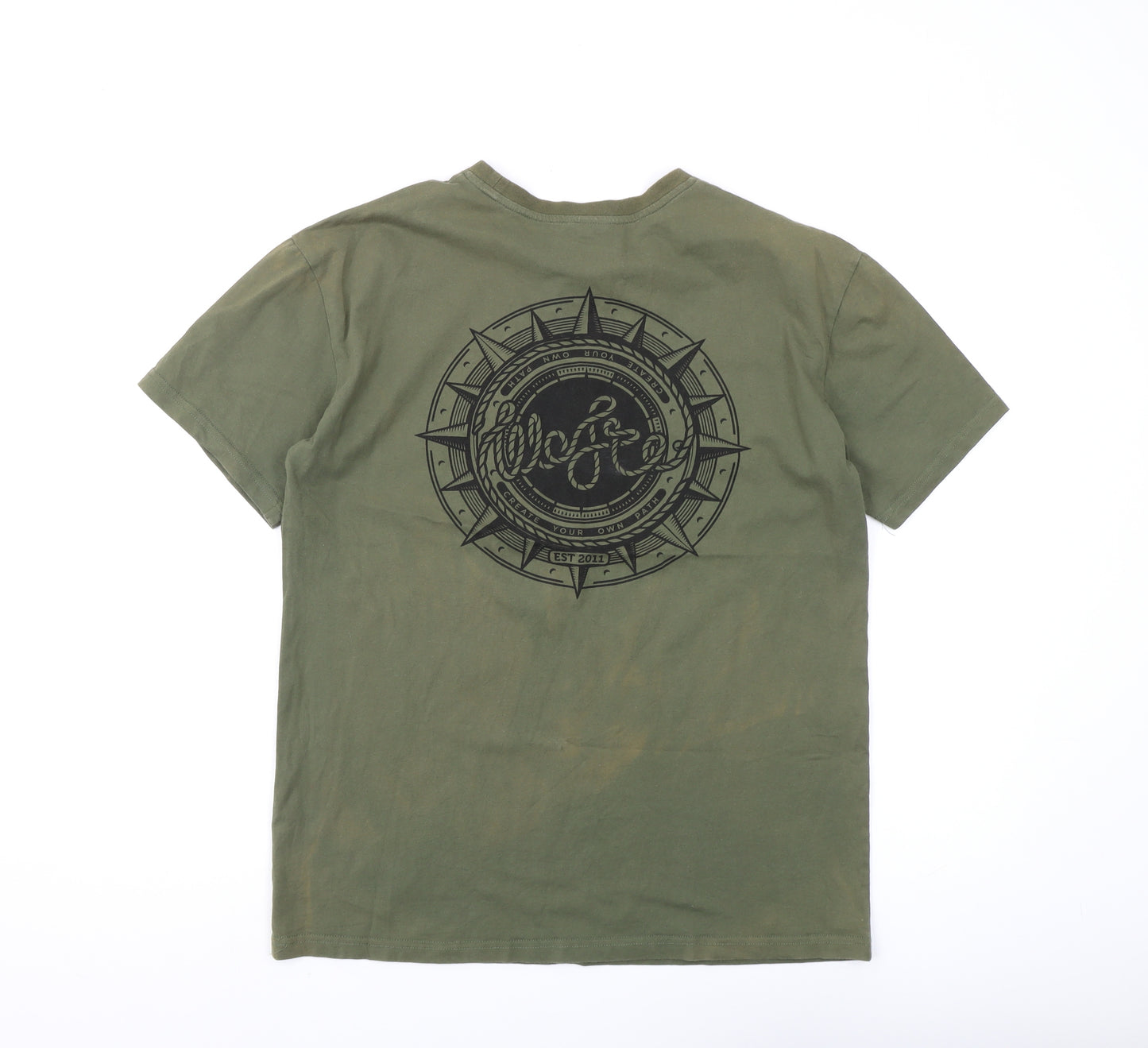 Wofte Men's Green Graphic T-Shirt, Size L, Crew Neck