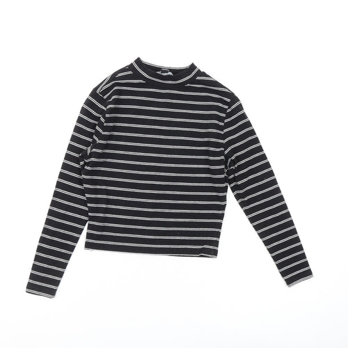 New Look Girls Black Striped Cropped Long Sleeve T-Shirt