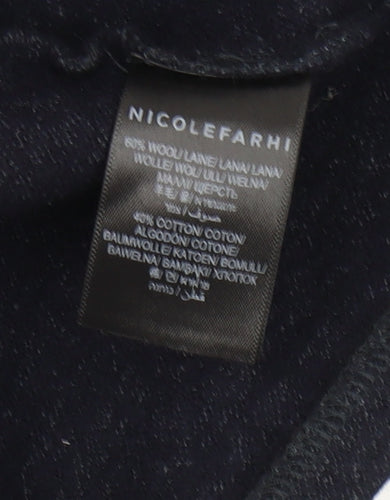 Nicole Farhi Women's Blue Collared Jumper M