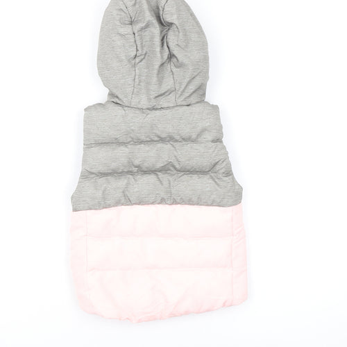 Decathlon Girls Grey Pink Puffer Jacket 2-3 Years