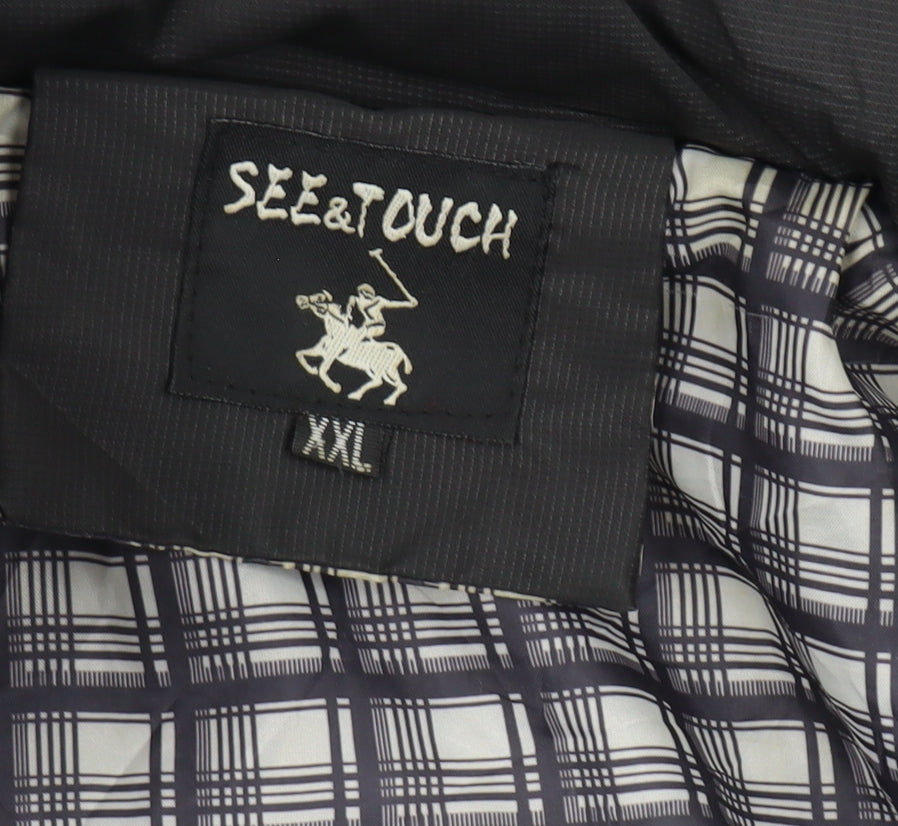 SEE & TOUCH Men's Black Puffer Jacket 2XL Casual Zip