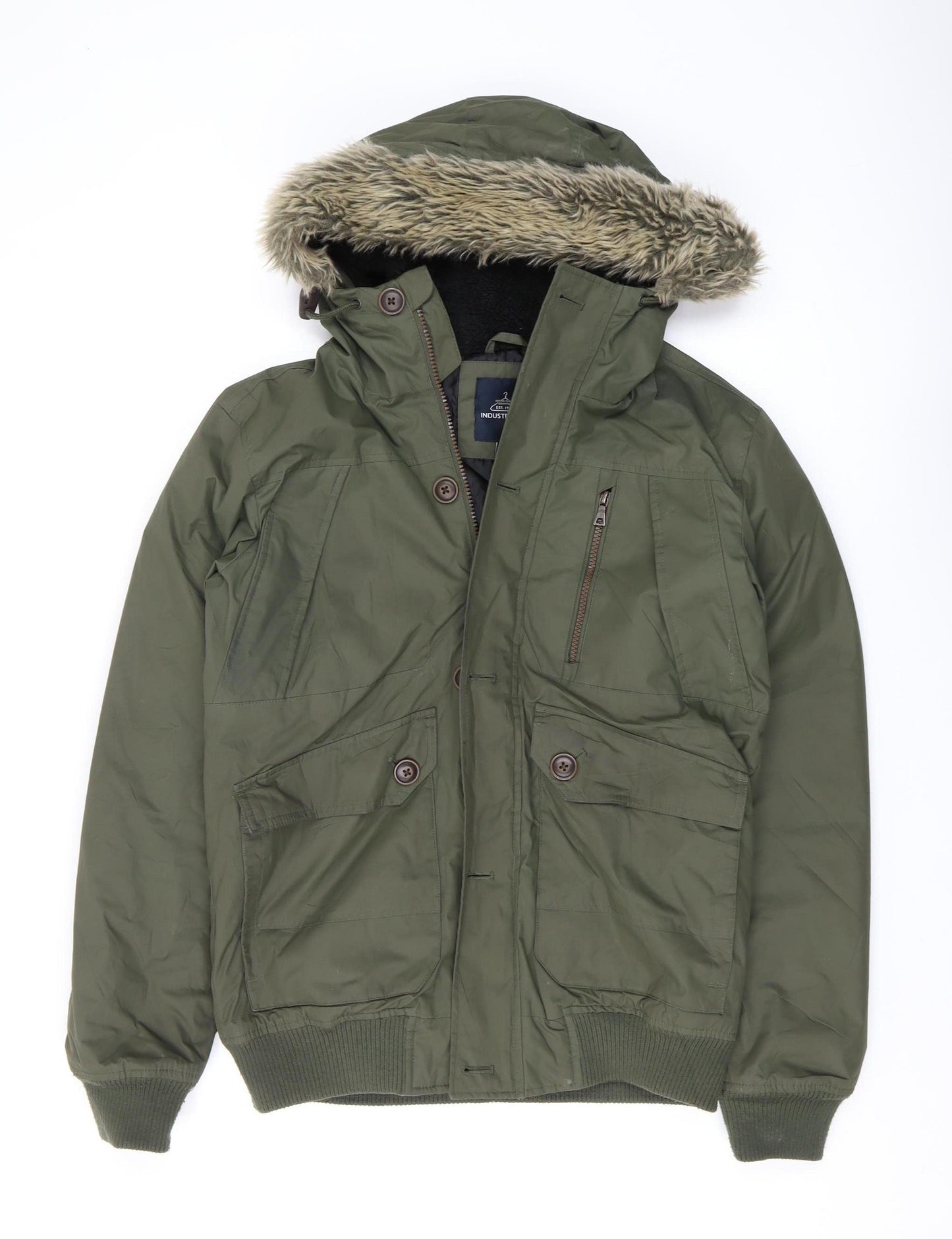 Industrialize Men's Green Parka Jacket S Casual