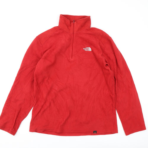 The North Face Men's Red 1/4 Zip Fleece Sweatshirt Size S
