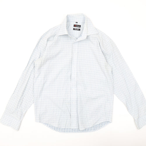 Refined Men's White Blue Geometric Shirt S