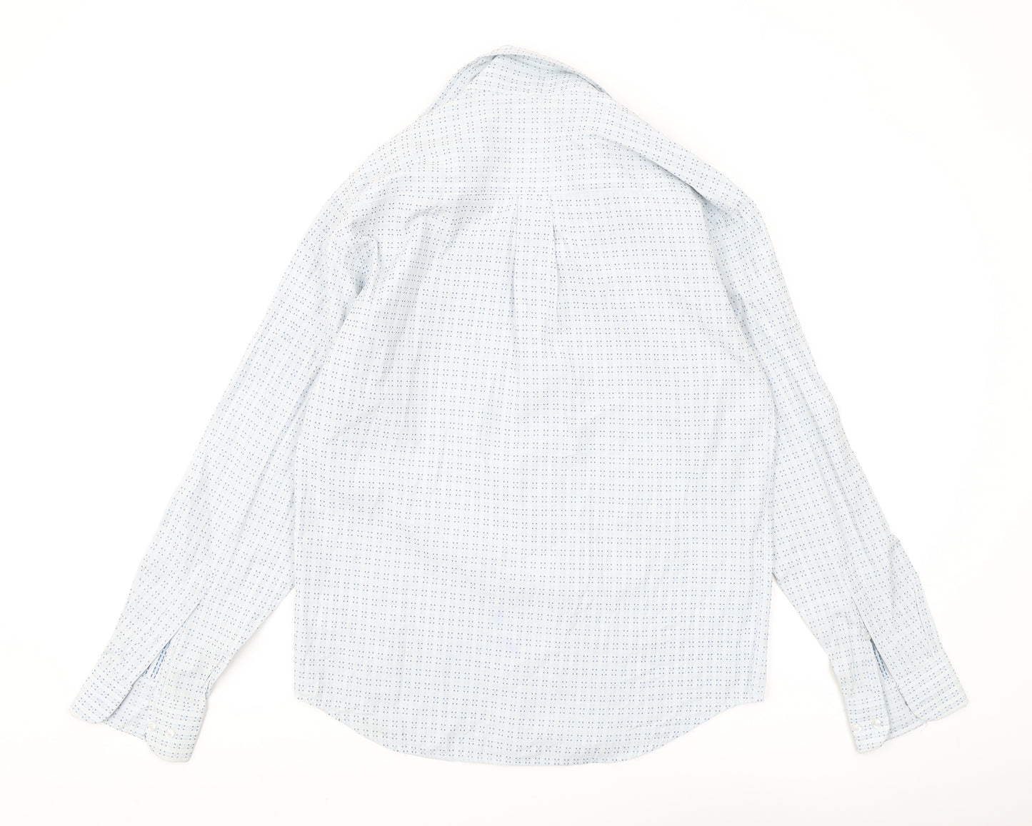Refined Men's White Blue Geometric Shirt S