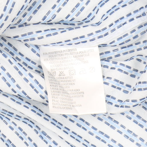Refined Men's White Blue Geometric Shirt S