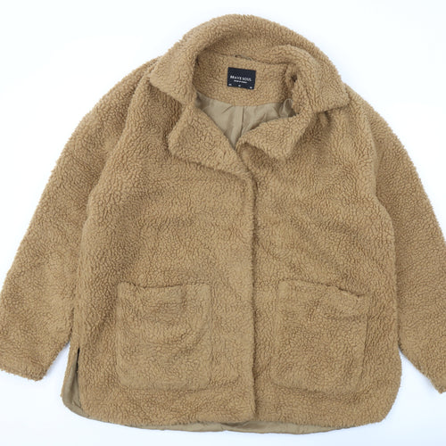 Brave Soul Women Beige Fleece Jacket Size 20 Casual