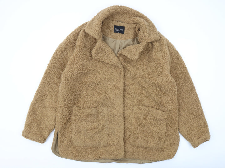 Brave Soul Women Beige Fleece Jacket Size 20 Casual