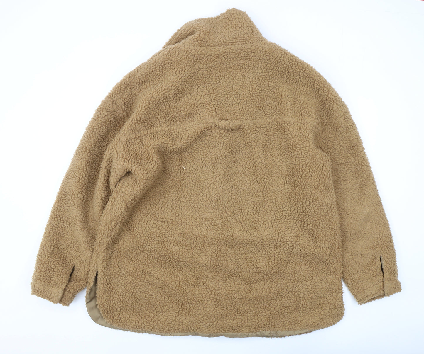 Brave Soul Women Beige Fleece Jacket Size 20 Casual