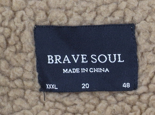 Brave Soul Women Beige Fleece Jacket Size 20 Casual