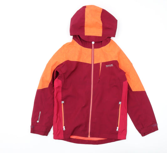 Regatta Boys Rain Coat 11-12Y Red Orange Colourblock