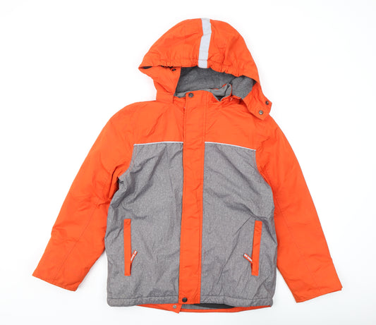 Boden Boys Orange Grey Puffer Jacket 11-12 Years Hooded