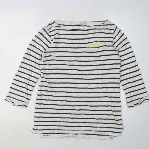 FatFace Women Ivory Striped T-Shirt Size 10