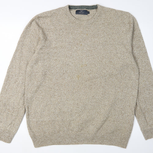 Atlantic Bay Men's Beige Pullover Jumper, L, Crew Neck