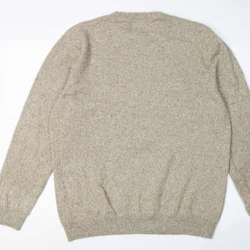 Atlantic Bay Men's Beige Pullover Jumper, L, Crew Neck