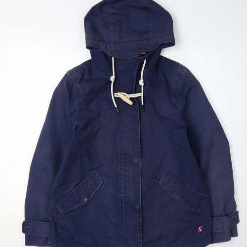 Joules Women's Blue Hooded Parka Jacket Size 12