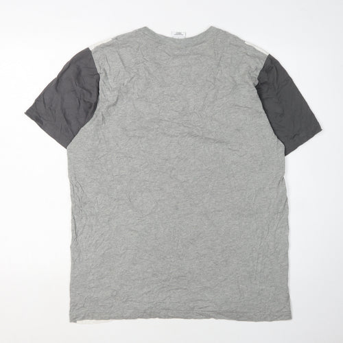 Nike Men's Grey Colourblock Logo T-Shirt - L